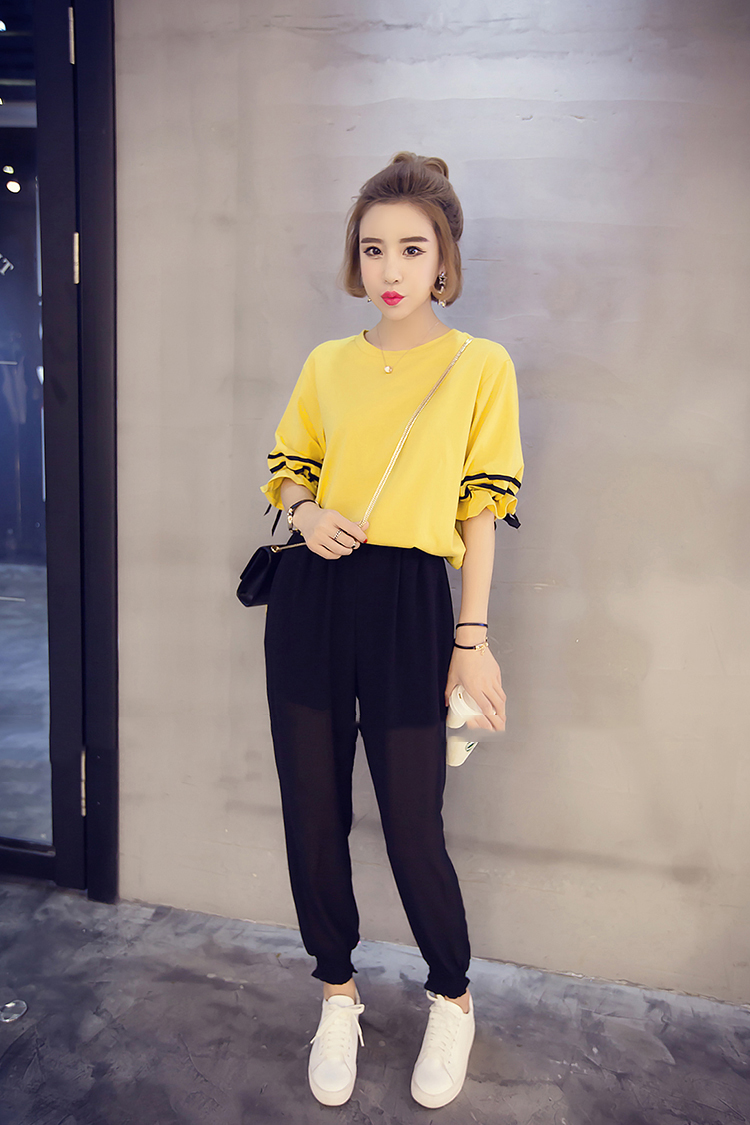 KF555 Lovely Chiffon Pants Black