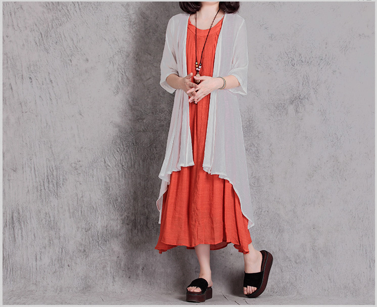 KF556 Casual Long Cardigan Grey