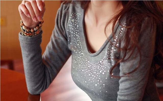 KF558 Stylish Long Sleeved T-Shirt Grey