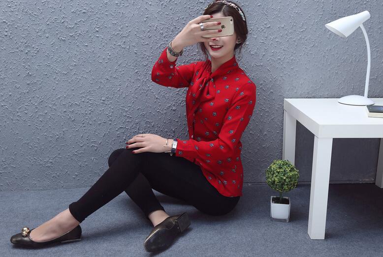 KF560 Stars Long Sleeved Top Red