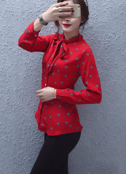 KF560 Stars Long Sleeved Top Red