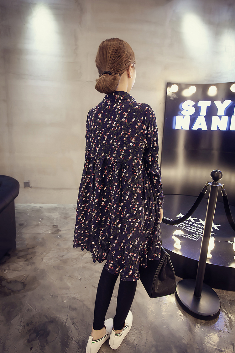 KF563 Lovely Flower Long Sleeved Blouse Black