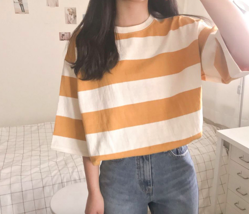 KB10004 Stylish Stripe Top Yellow
