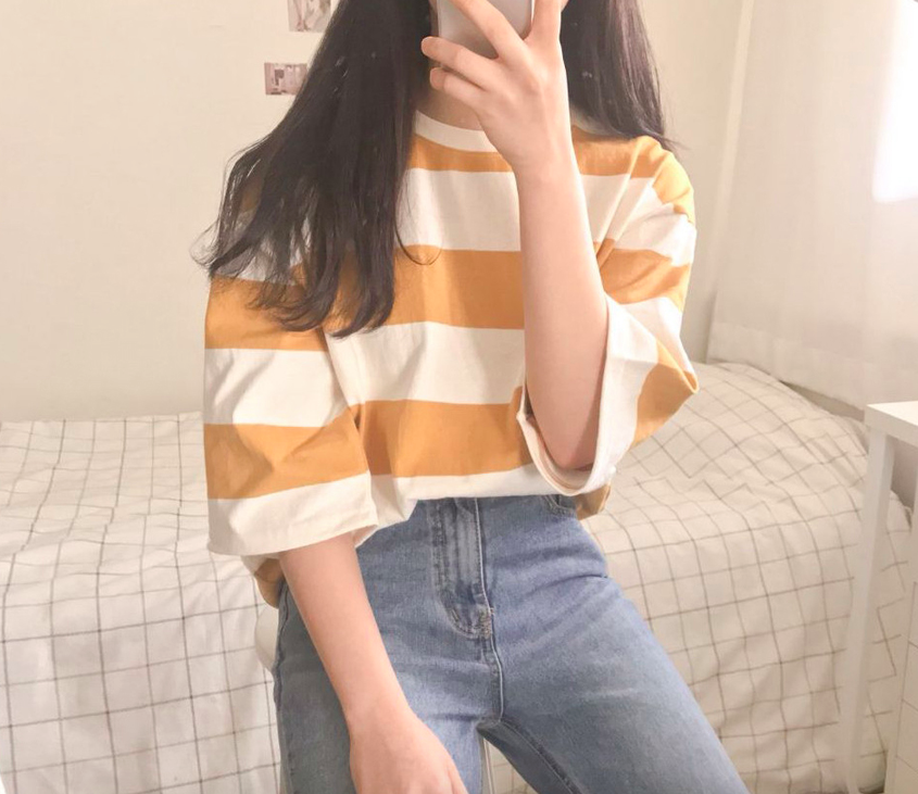 KB10004 Stylish Stripe Top Yellow