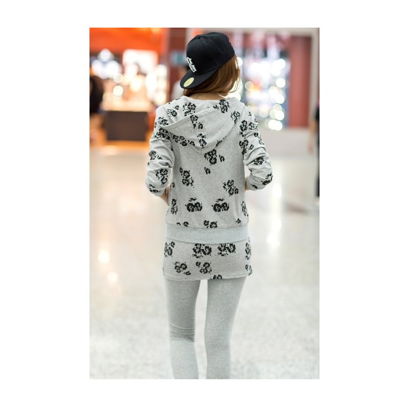 WJ21120 Fashion Jacket and Skirt Pant Set Grey