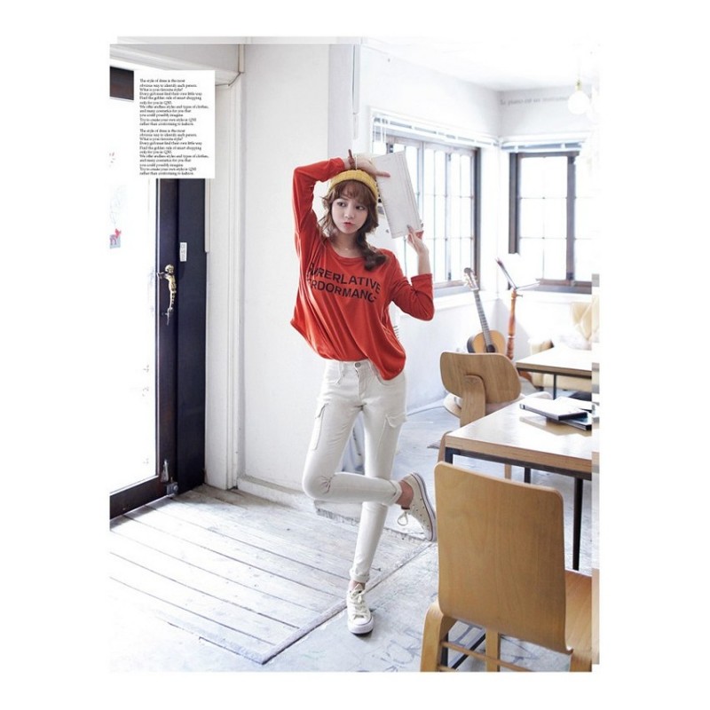WT21138 Korea Fashion Top Red