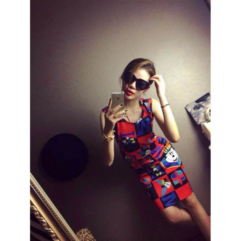 WT21142 Cute Top and Skirt Set Red