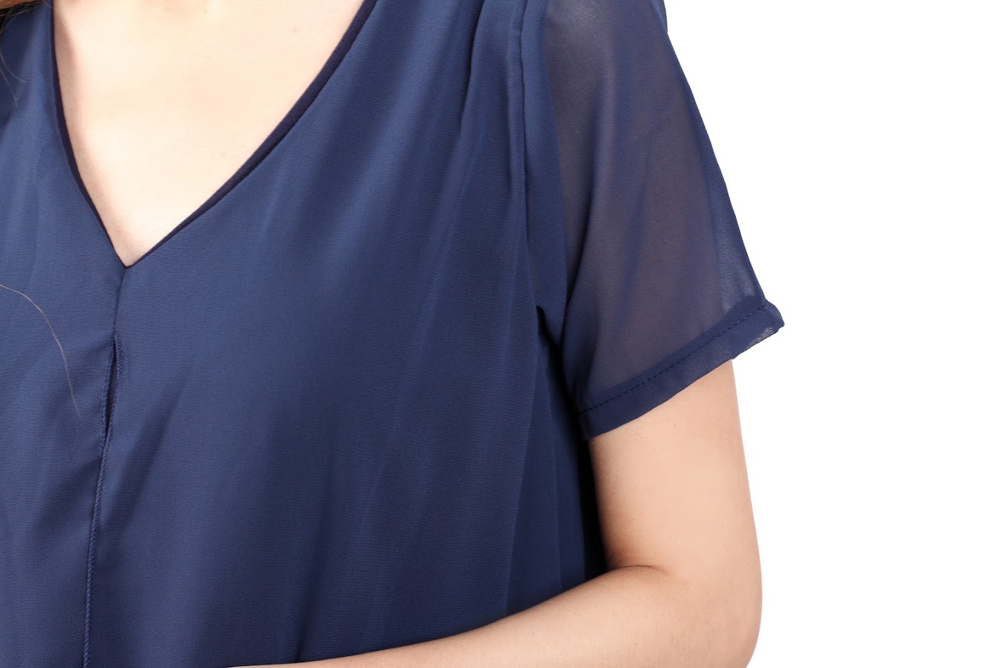 QA-327 Women V Neck Top Blue