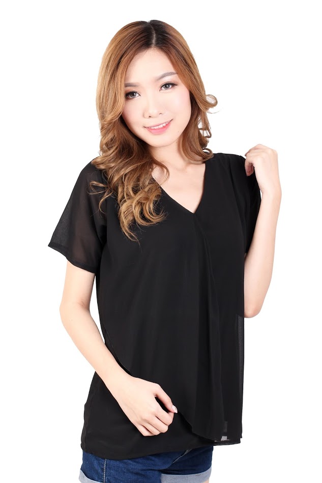 QA-328 Basic Short Sleeves Top Black
