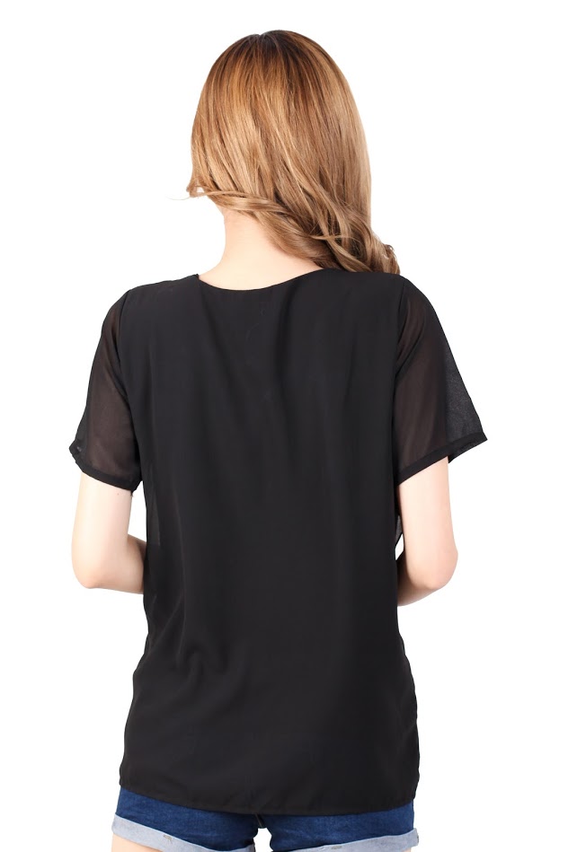 QA-328 Basic Short Sleeves Top Black