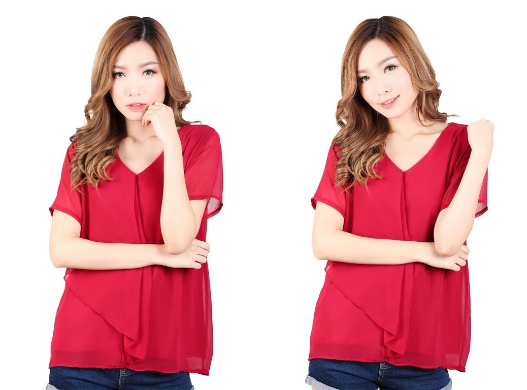 QA-328 Basic Short Sleeves Top Red