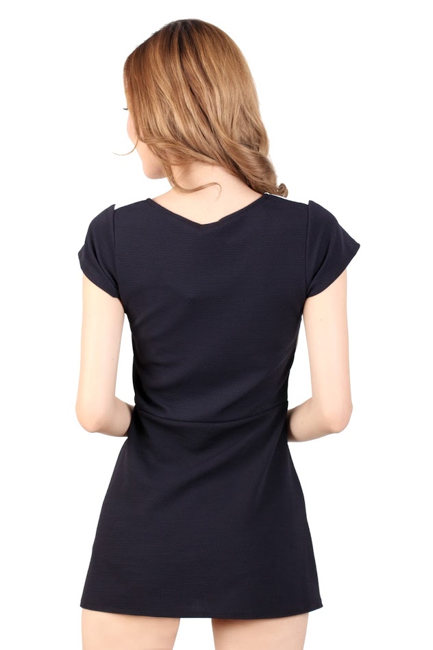 QA-334 Ladies Basic Mini Dress Blue