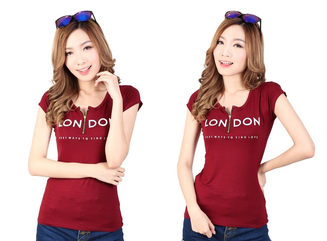 QA-339 Casual Front Zip Shirt Maroon