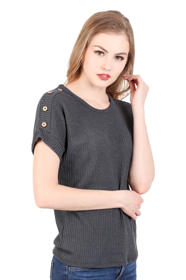 QA-343 Ladies Knit Top Grey