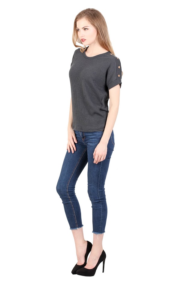 QA-343 Ladies Knit Top Grey