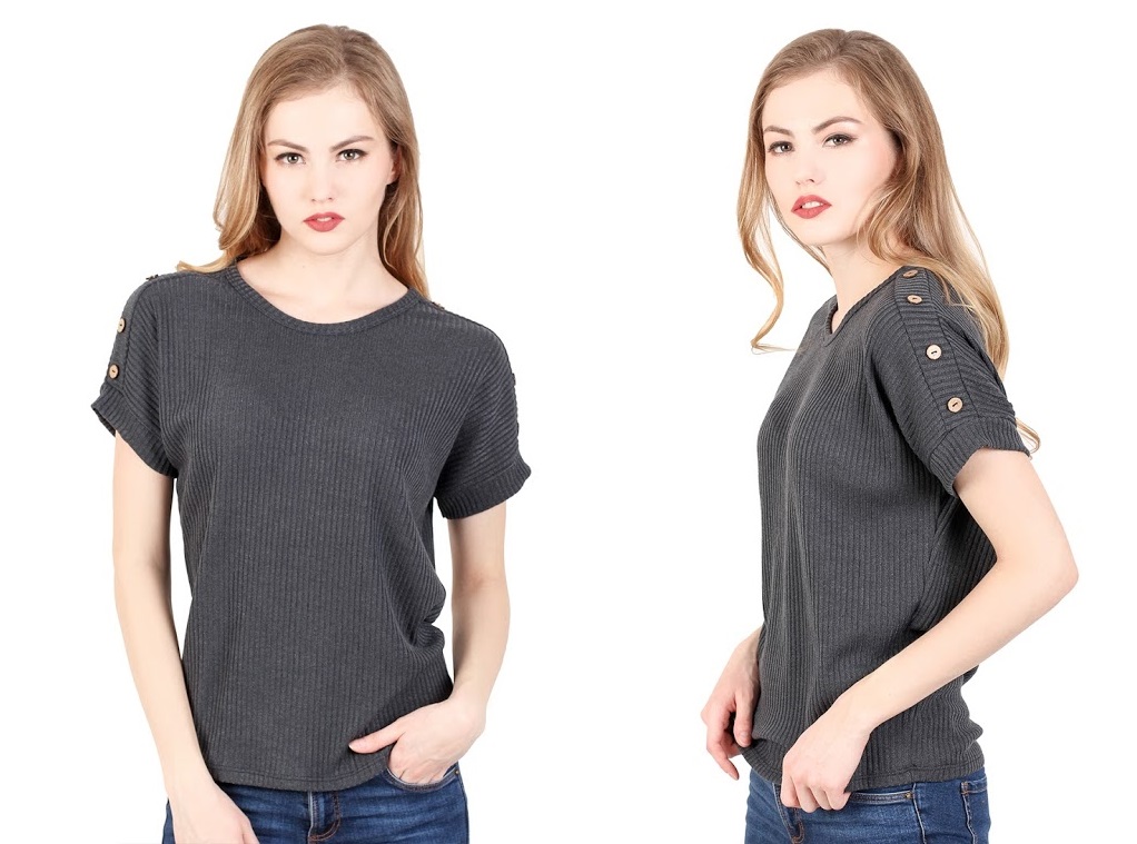 QA-343 Ladies Knit Top Grey