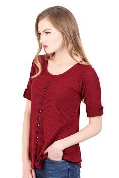 QA-344 Casual Knit Top Maroon