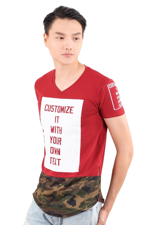 QA-348 Men Short Sleeves Shirt Red