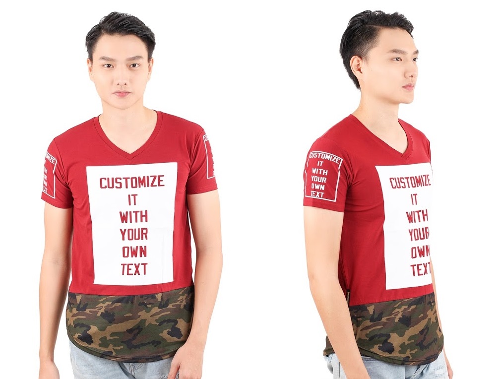 QA-348 Men Short Sleeves Shirt Red