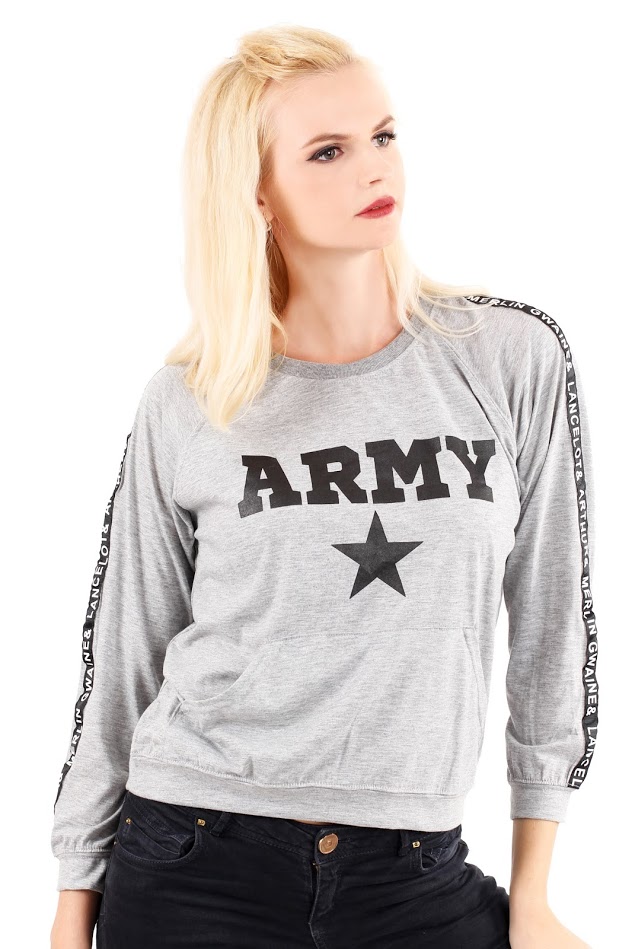 QA-356 Ladies Printed Shirt Grey