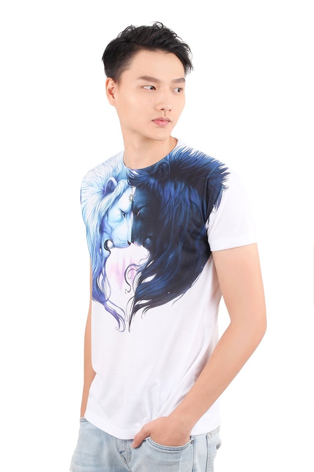 QA-358 Men Casual Printed Shirt Blue Lions