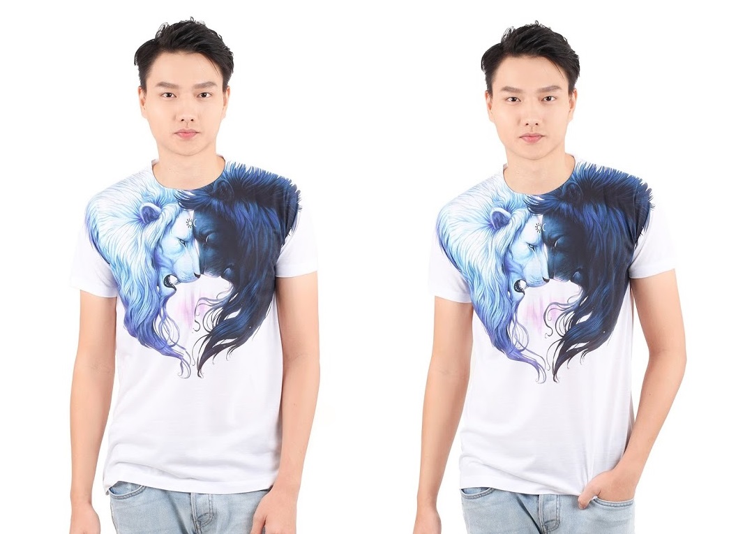 QA-358 Men Casual Printed Shirt Blue Lions