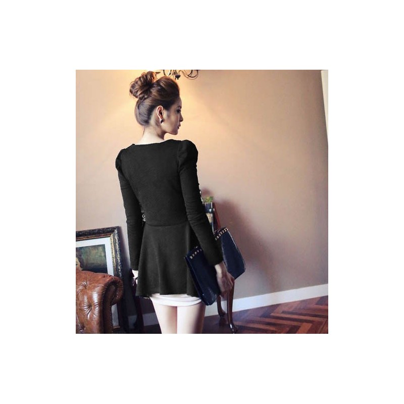WT21162 Korea Fashion Top Black