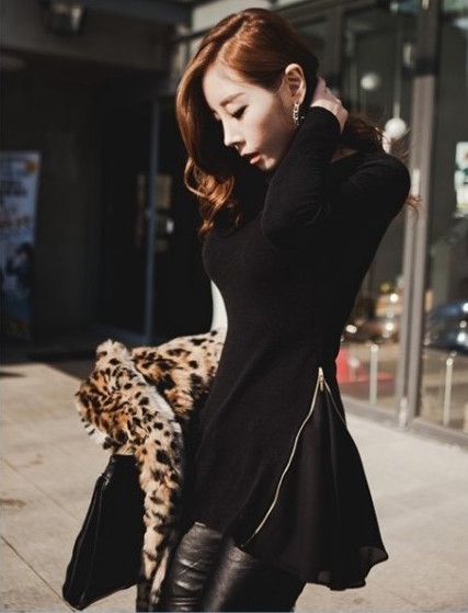 WT21179 Korea Fashion Top Black