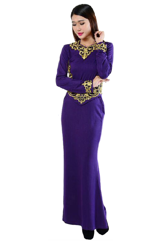 JW5024 Baju Kurung With Embroidery Purple