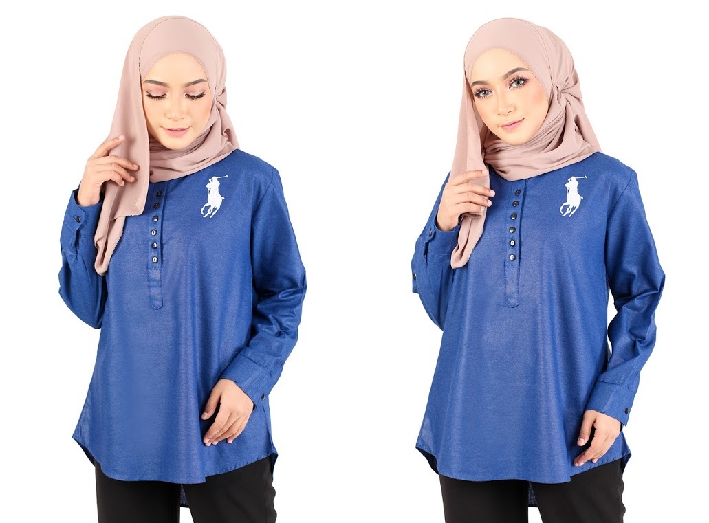 QA-363 Casual Half Button Shirt Royale Blue