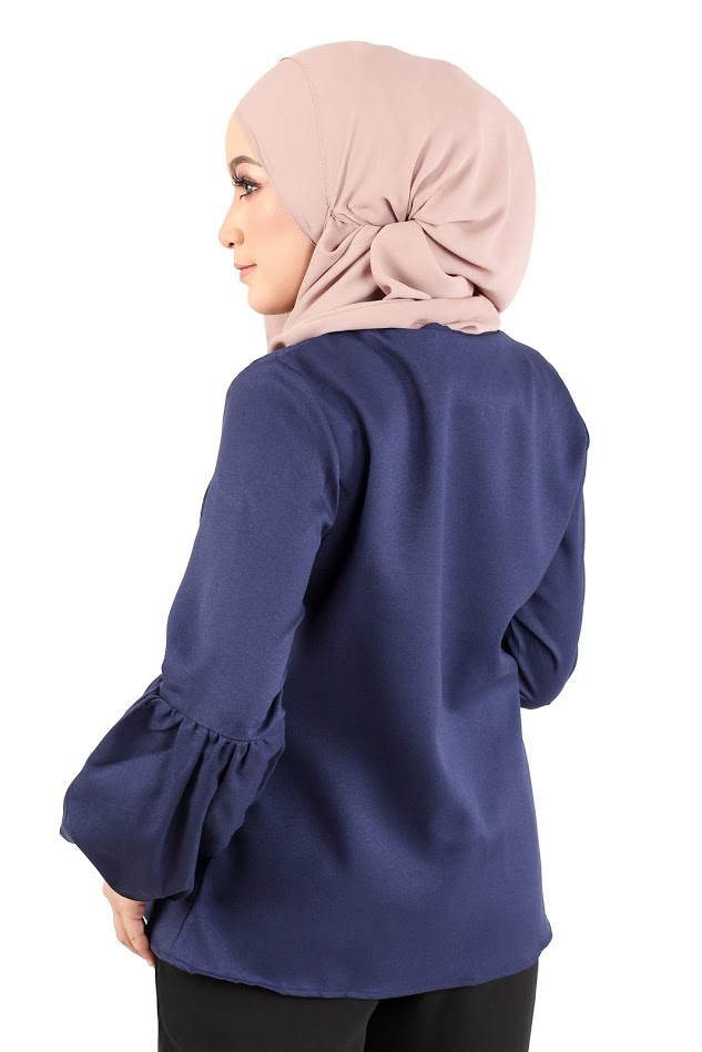 QA-365 Muslimah Lace Blouse Blue