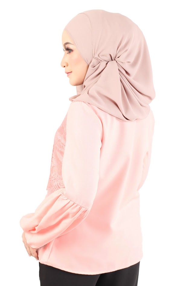 QA-365 Muslimah Lace Blouse Pink