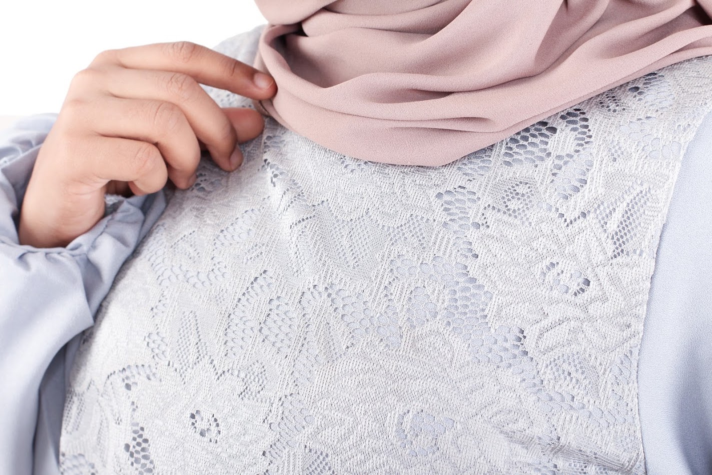 QA-365 Muslimah Lace Blouse Grey