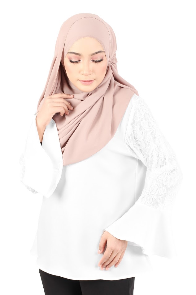 QA-366 Muslimah Flounce Sleeves Blouse White