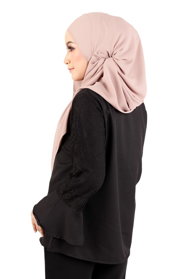 QA-366 Muslimah Flounce Sleeves Blouse Black