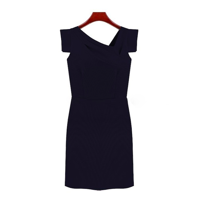 WD21217 Europe Fashion Dress Dark Blue