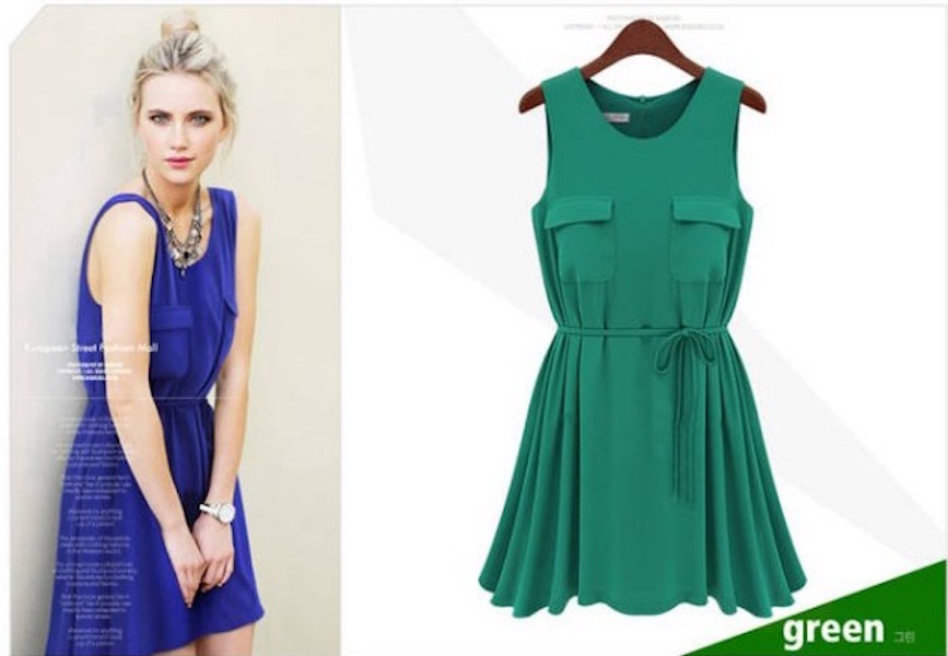 WD21349 Europe Trendy Dress Green