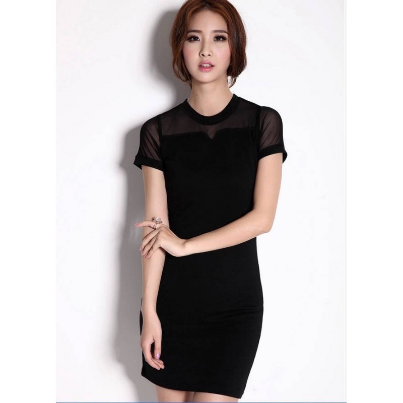 WD21359 Korea Fashion Dress Black