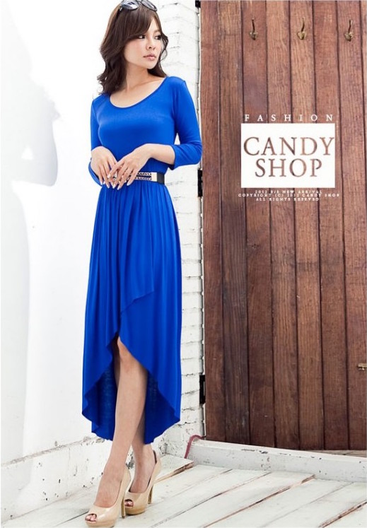 WD21378 Trendy Dress Blue