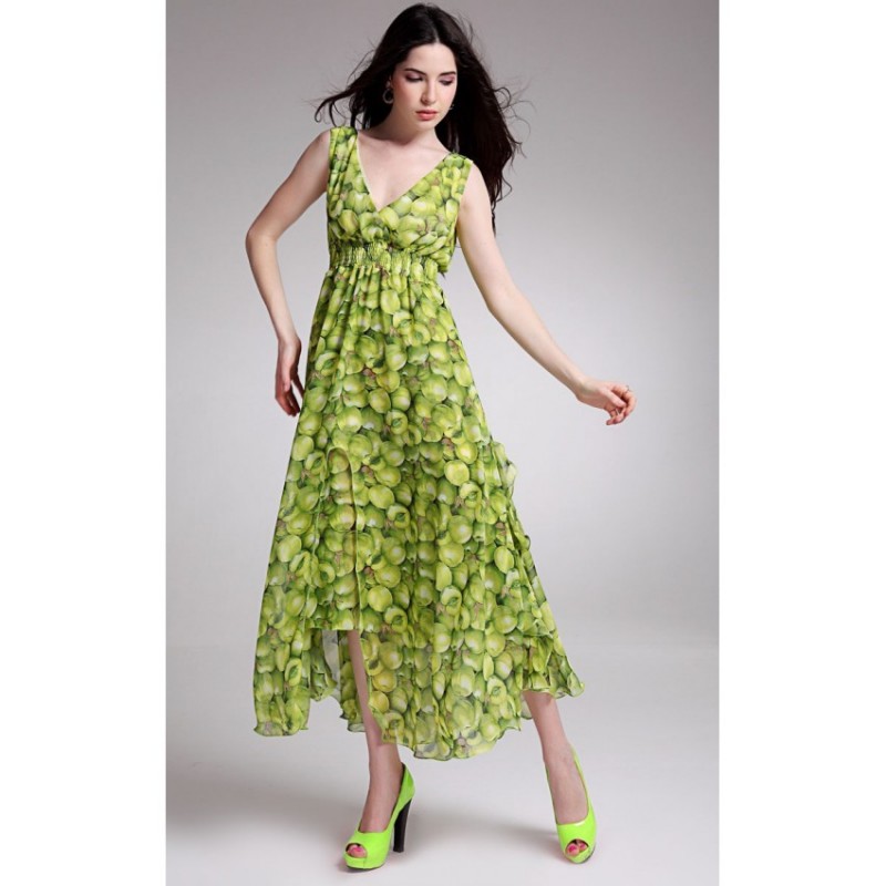 WD21394 Charming Chiffon Dress Green