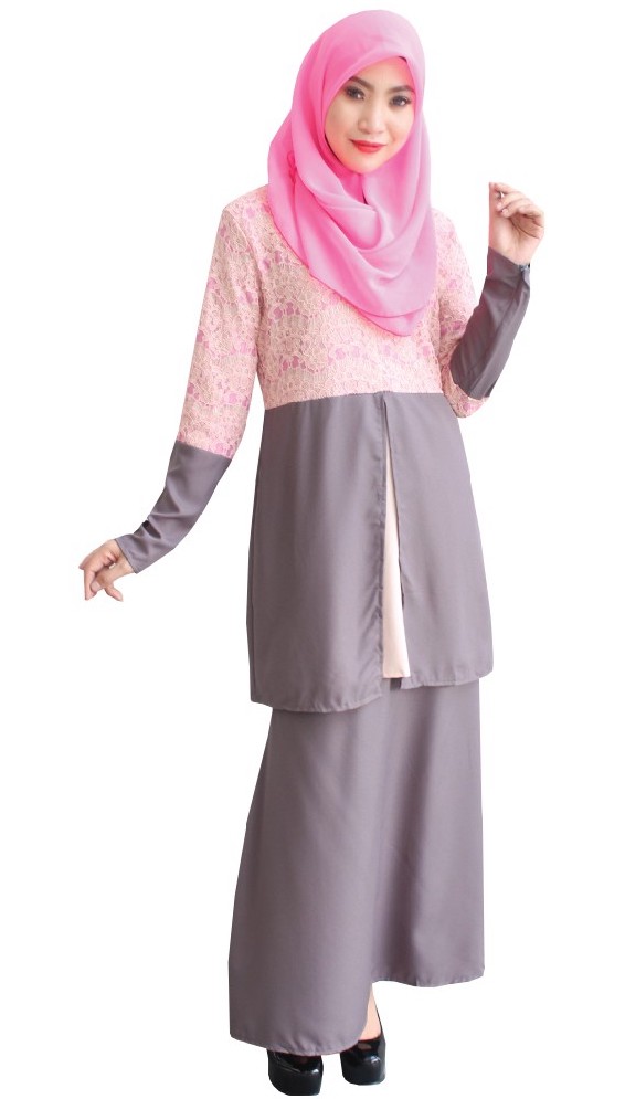 MH044 Pretty Baju Kurung Grey