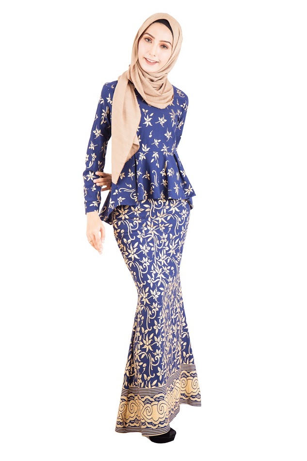 QA-389 Women Baju Kurung Songket Blue