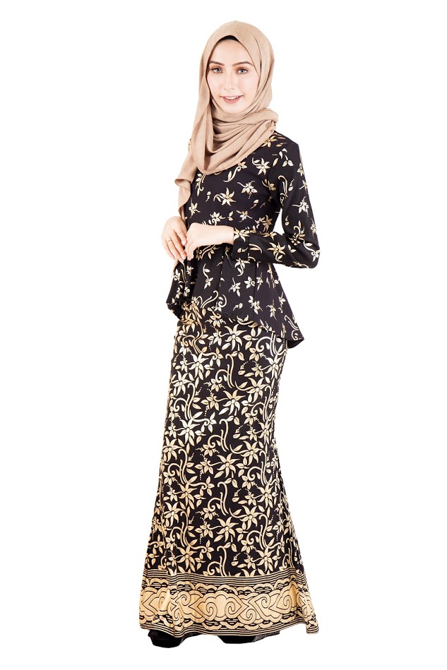 QA-389 Women Baju Kurung Songket  Black Gold