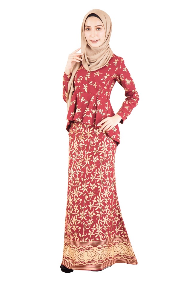 QA-389 Women Baju Kurung Songket Maroon