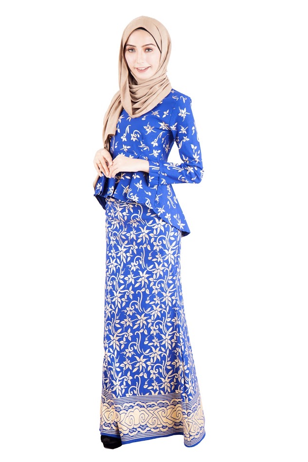 QA-389 Women Baju Kurung Songket Royal Blue
