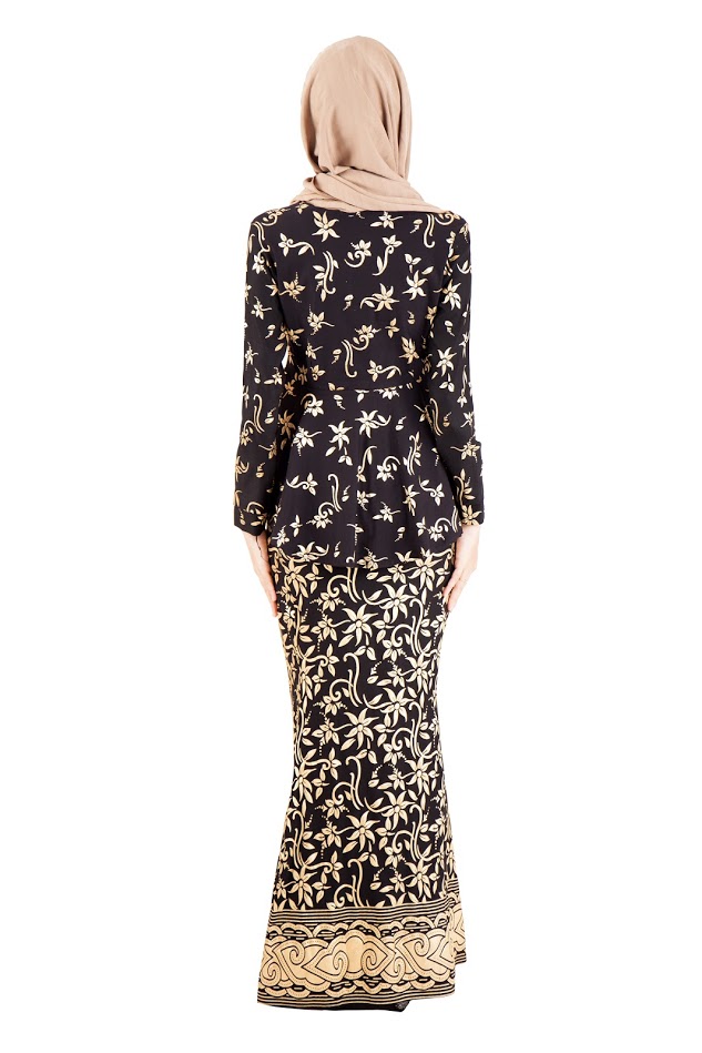 QA-389 Women Baju Kurung Songket  Black Gold