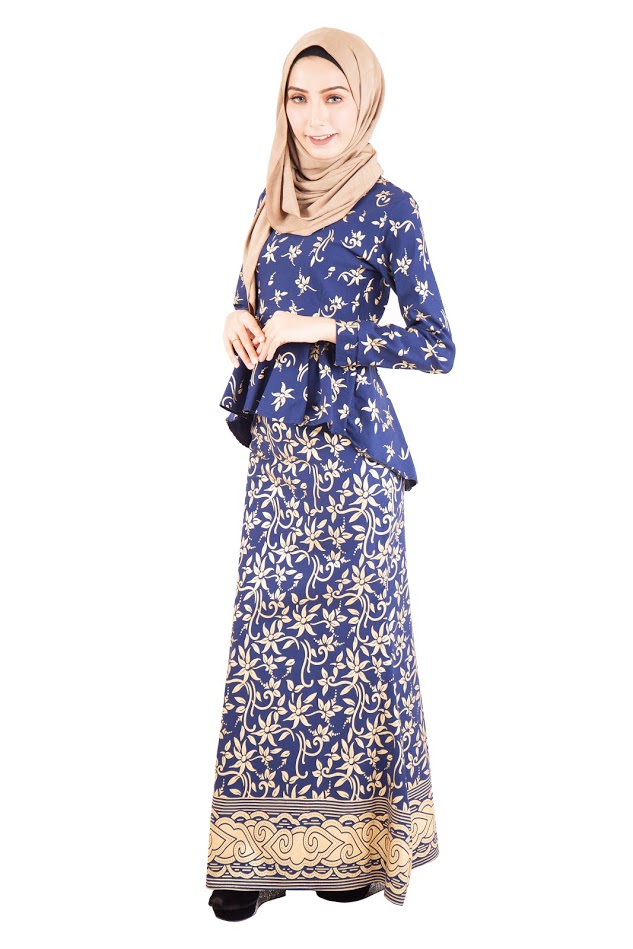 QA-389 Women Baju Kurung Songket Blue