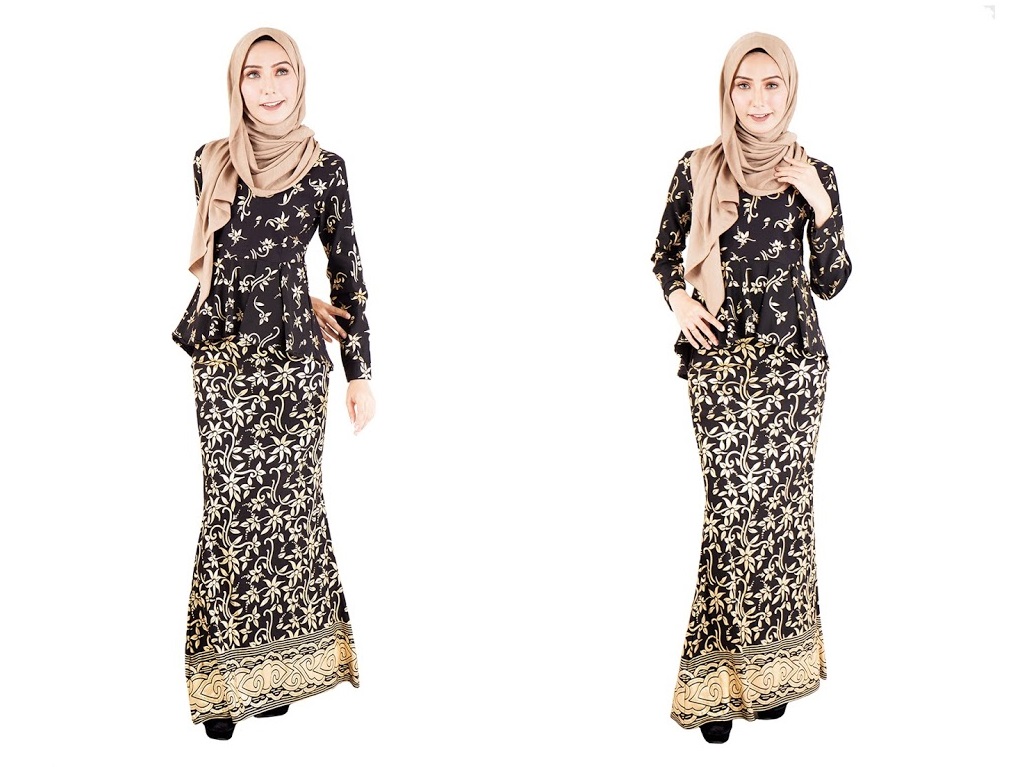 QA-389 Women Baju Kurung Songket  Black Gold