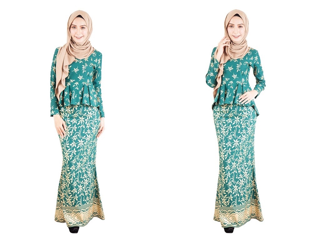 QA-389 Women Baju Kurung Songket Green