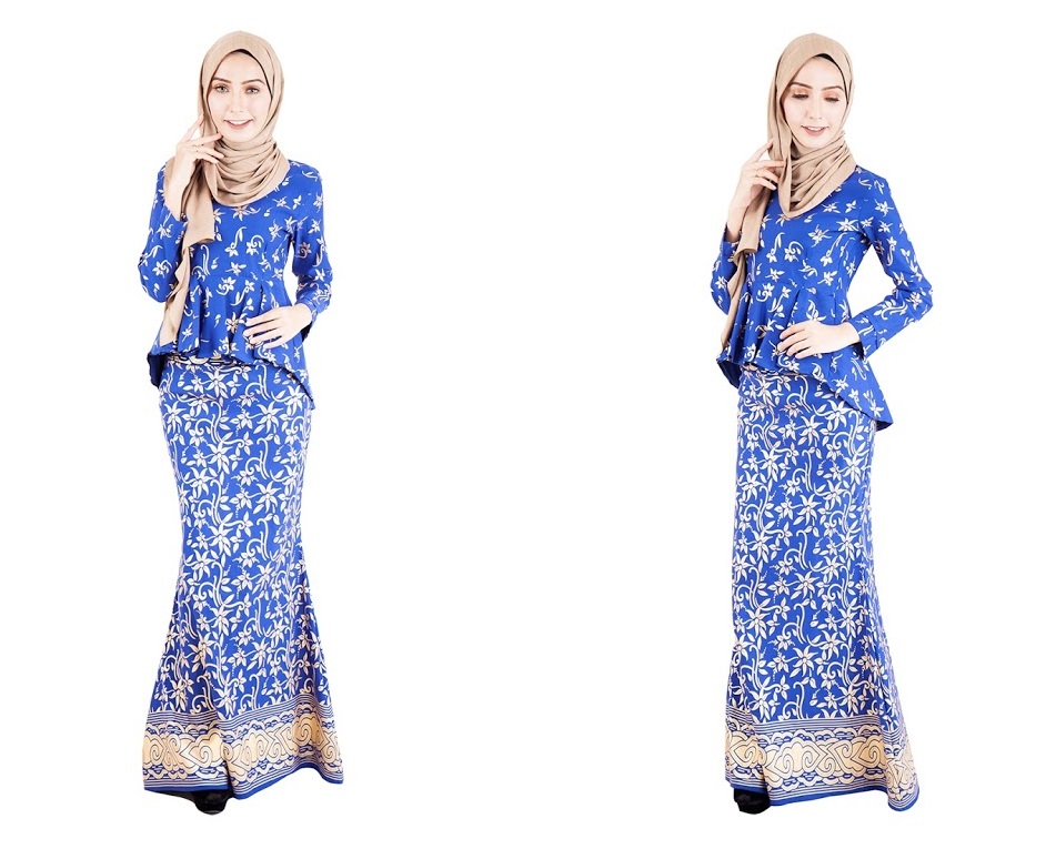 QA-389 Women Baju Kurung Songket Royal Blue
